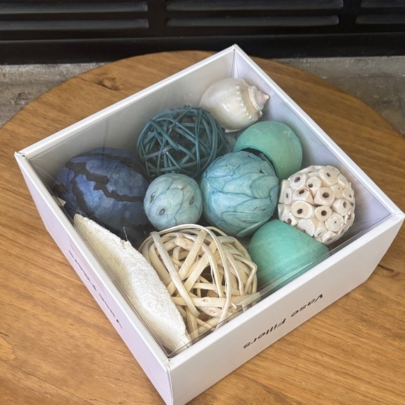 Decorative Vase Bowl Fillers Beach Seashell Blue & Tea Orb Ball Sphere GIFT NEW - Picture 3 of 8